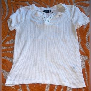 White Short Sleeved Henley